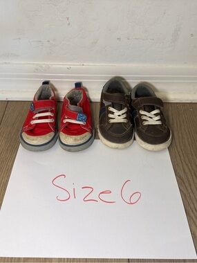 See Kai Run Red Canvas Toddler Sneakers with Blue Accent